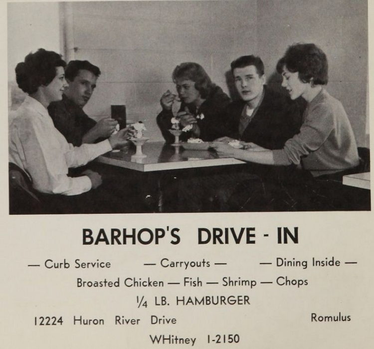 Barhops Drive-In - 1960S Yearbook Ad - Jack Gene Shick Center Right (newer photo)